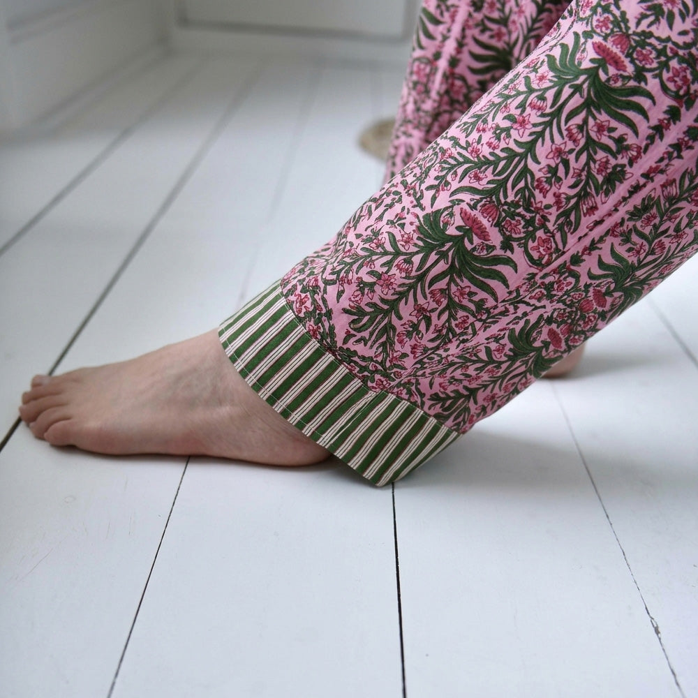 Pink & Green Damask Print Pyjamas