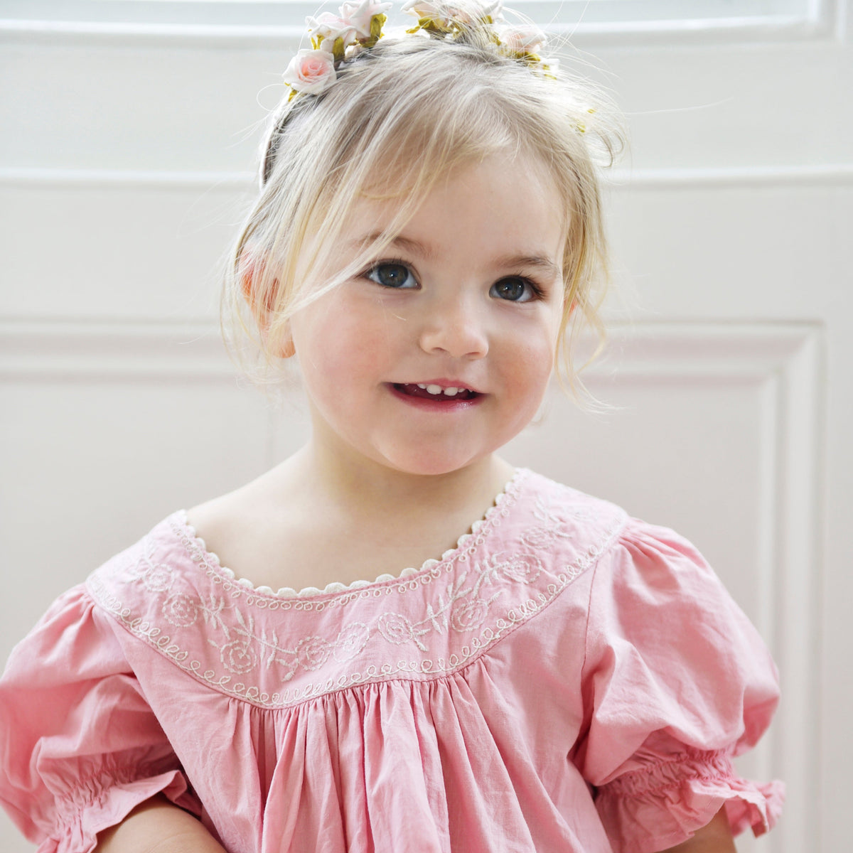 Clementine Girls Pink Puff Sleeve Dress