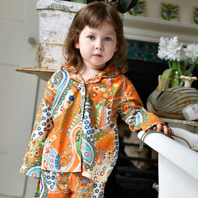 Orange Paisley Print Girls Pyjamas
