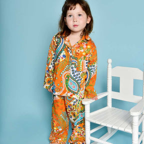 Orange Paisley Print Girls Pyjamas
