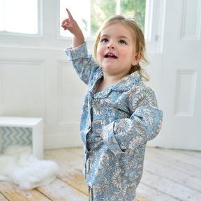 Cornflower Blue Floral Print Girls Pyjamas
