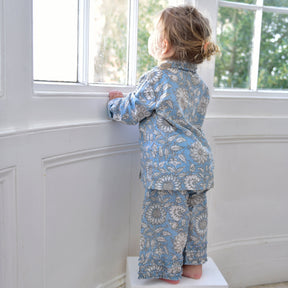 Cornflower Blue Floral Print Girls Pyjamas