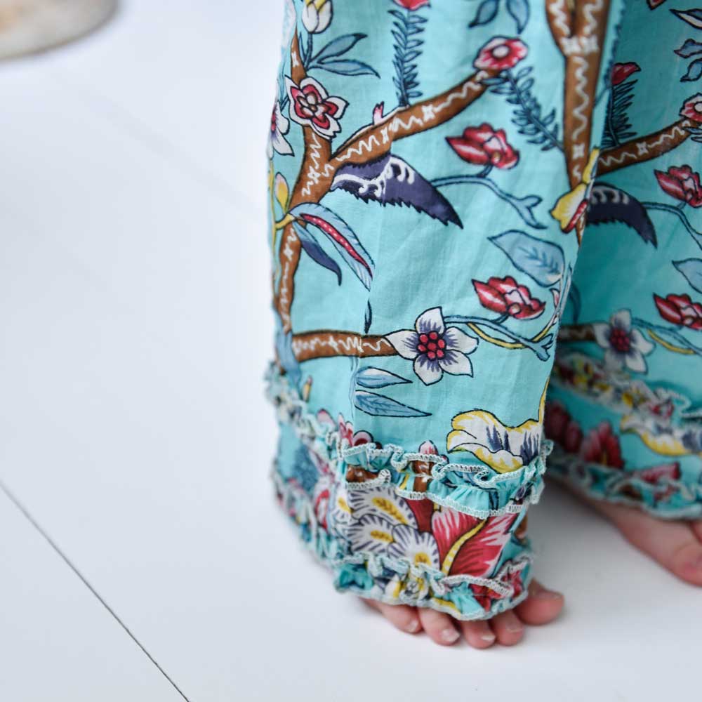 Blue Orchid Print Girls Pyjamas