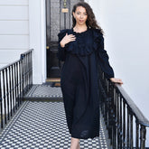 Black Victorian-style Nightdress With Long Sleeves