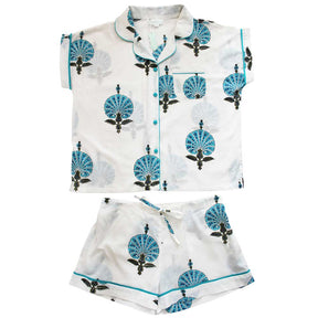 Aqua Shell Short Pyjama Set With Piping