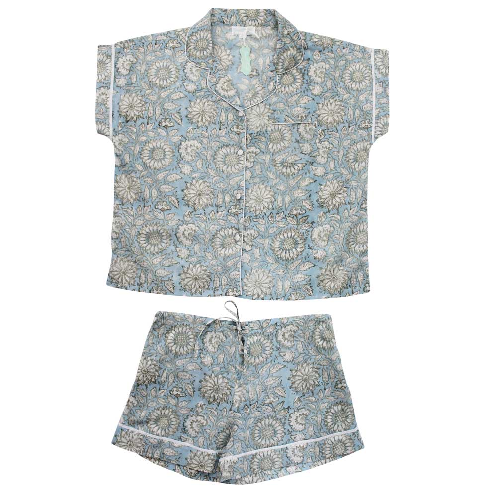 Cornflower Blue Floral Short Pyjama Set