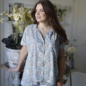 Cornflower Blue Floral Short Pyjama Set