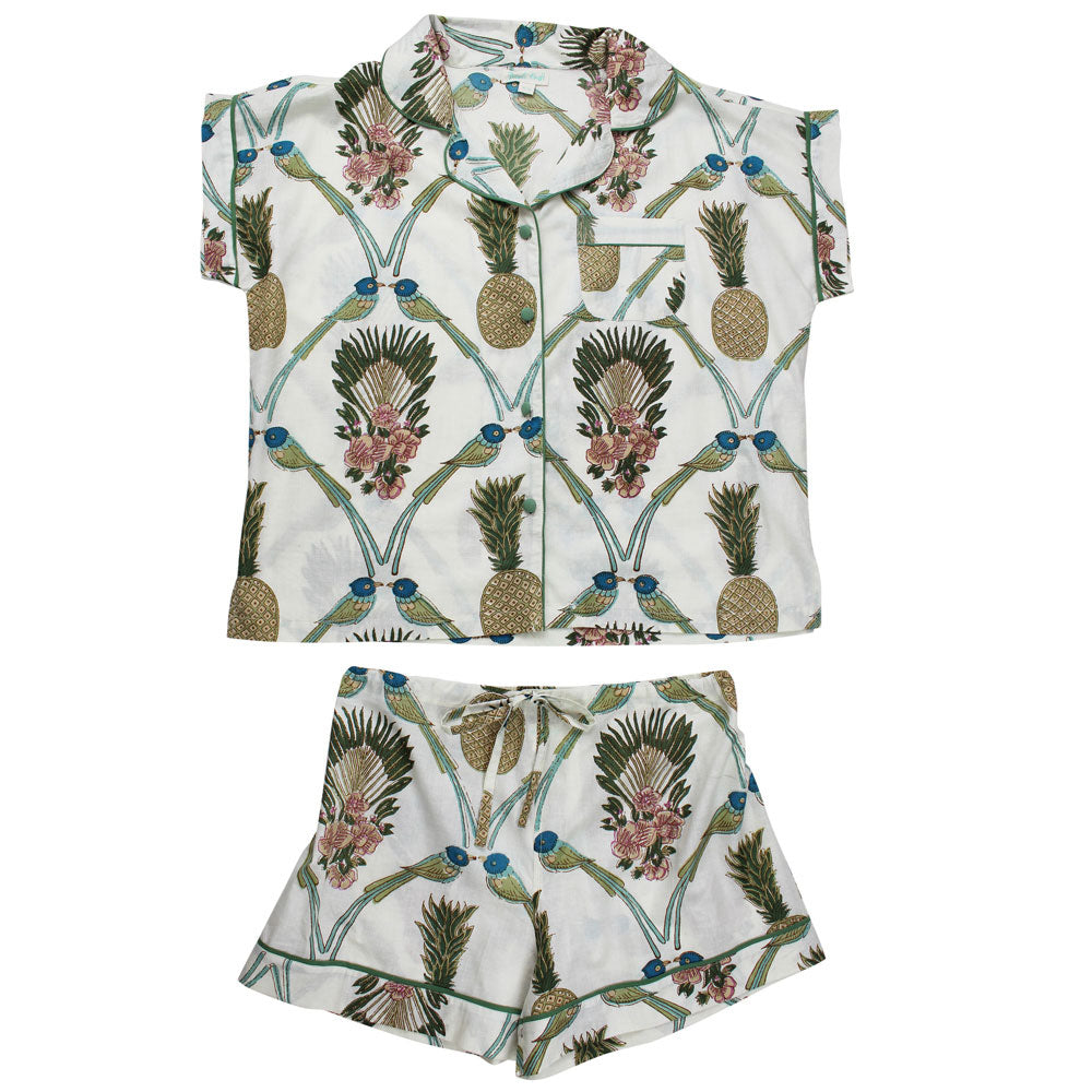 Bluebird & Pineapple Print Short Pyjama Set
