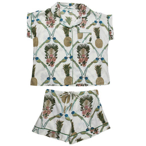 Bluebird & Pineapple Print Short Pyjama Set