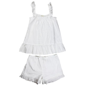Strappy Adjustable White Shorty Pyjama Set
