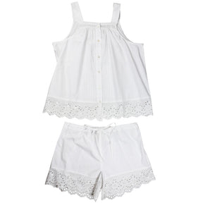Strappy Button Down White Shorty Pyjama Set