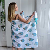 🎁 Aqua Shell Block Printed Sarong (100% off)