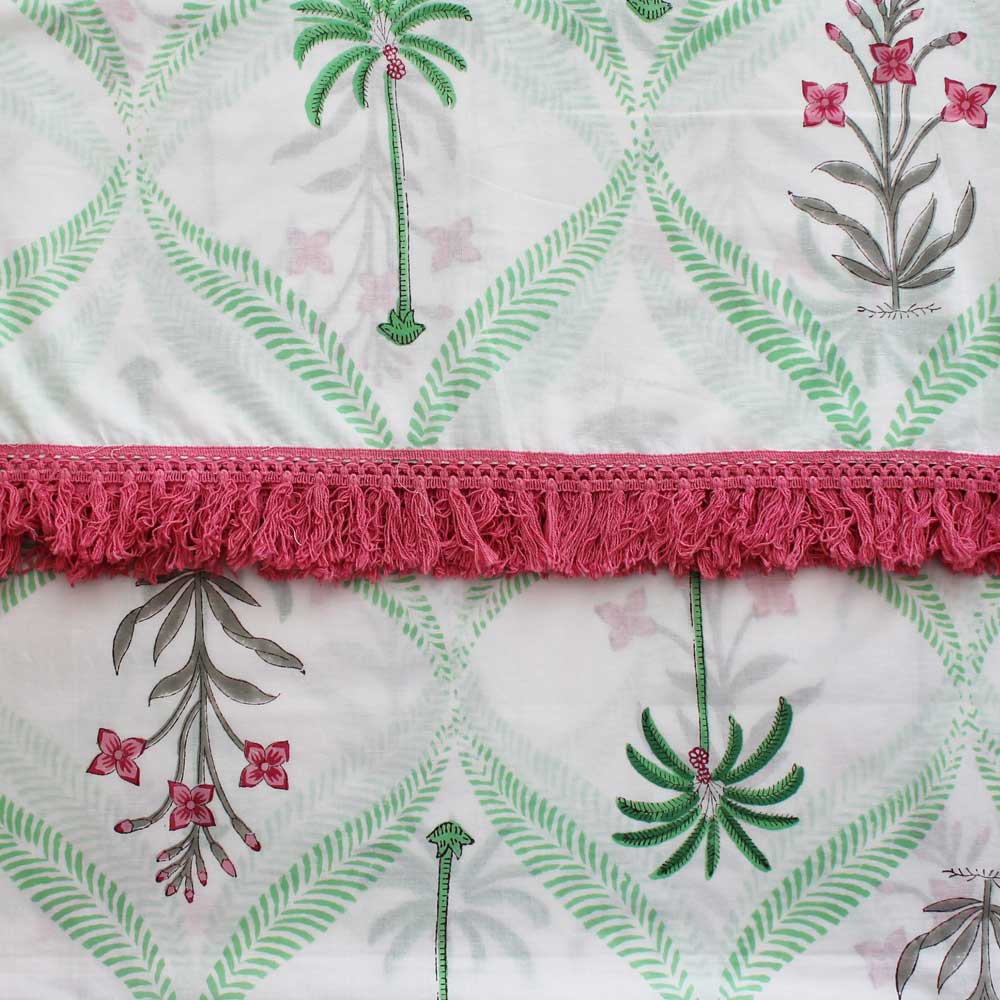 Pink Floral Palm Block Printed Sarong