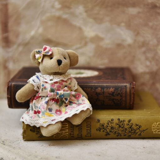 Mini Soft Teddy With Floral Fruit Dress
