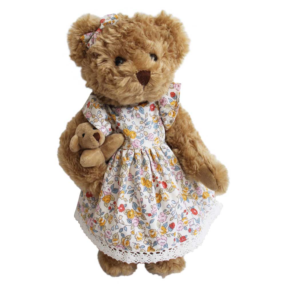 Teddy Bear With Floral Dress And Baby Bear