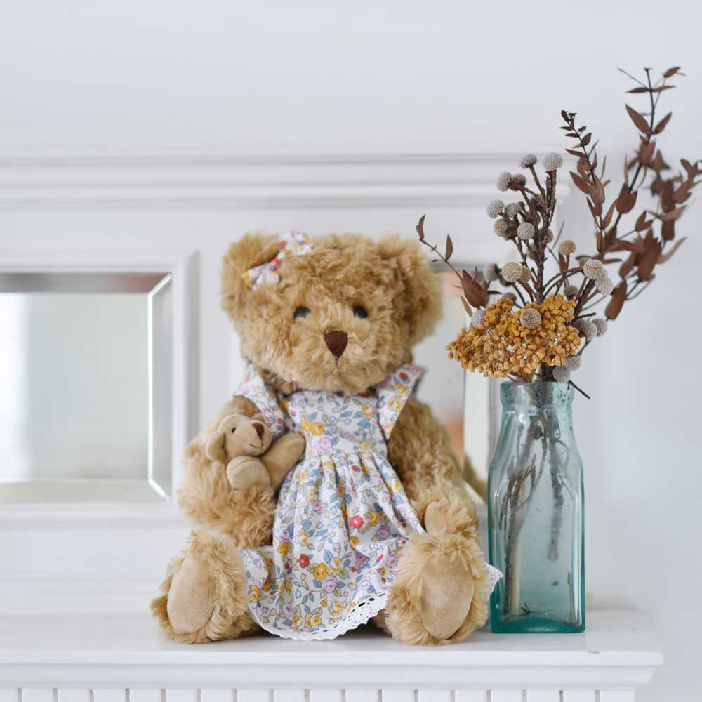 Teddy Bear With Floral Dress And Baby Bear - Main Image