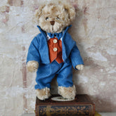 Teddy Wearing A Blue Suit & Red Waistcoat