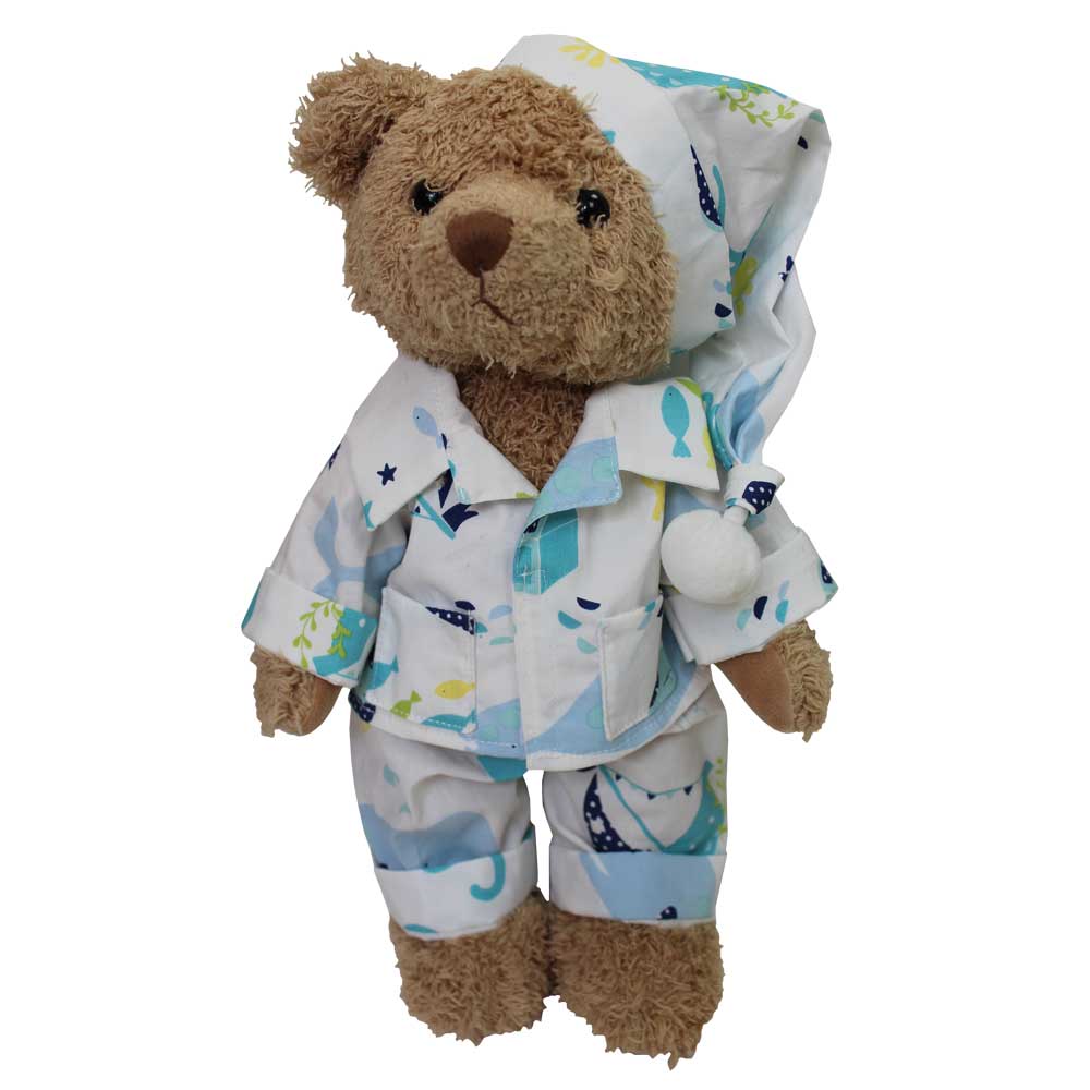 Teddy Bear With Deep Sea Pyjamas And Nightcap