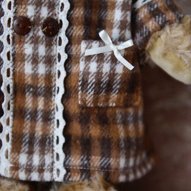 Teddy Wearing Tweed Double Breasted Long Coat