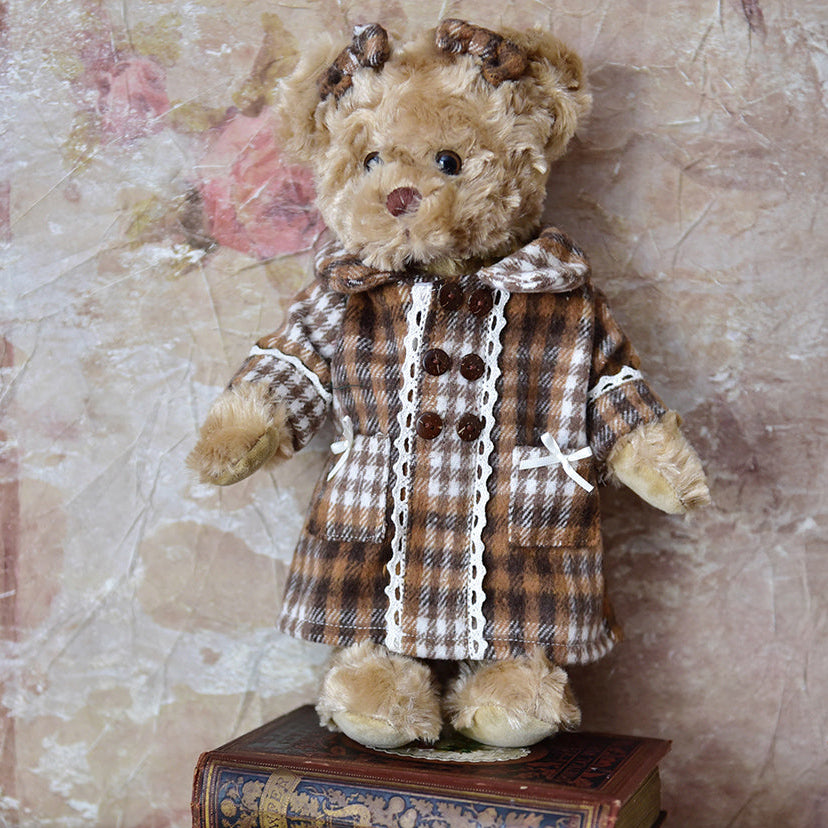 Teddy Wearing Tweed Double Breasted Long Coat