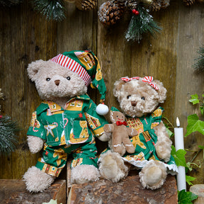 Teddy Bear With Gingerbread Man Printed Pyjamas and Nightcap