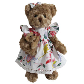 Teddy Bear With Sultan’s Garden Print Dress And Baby