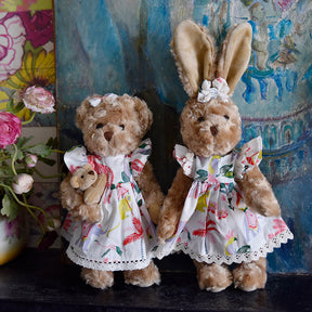 Rabbit Teddy Dressed In Sultan’s Garden Print Dress