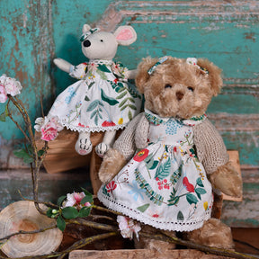 Cute Cotton Mouse With White Berry Dress
