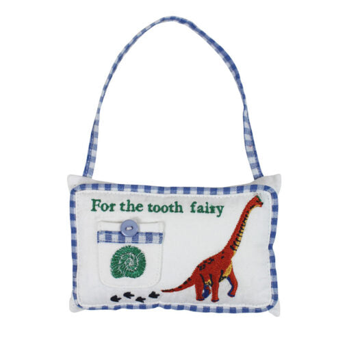 Oblong Tooth Fairy Pillow Colourful Dinosaur Design