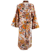 Soft Peach Floral Print Dressing Gown With Satin Lining