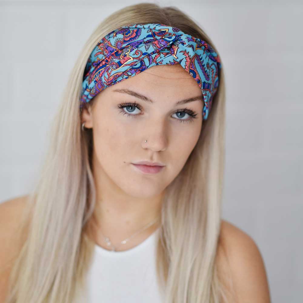 Blau-lila Paisley-Viskose-Stirnband