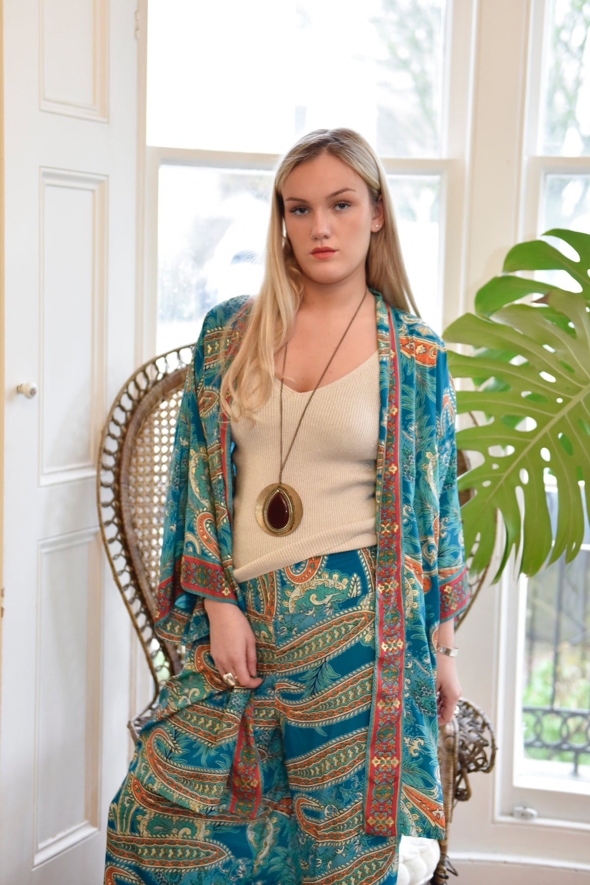 Lennon, Turquoise, Orange & Pink Viscose Trousers