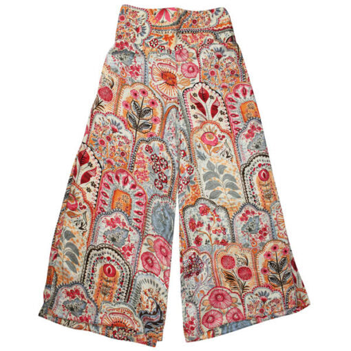 Rei, Cream, Orange, Pink & Brown Floral Viscose Trousers