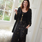 Ziggy, Black & Gold Small Geo Print Viscose Trousers