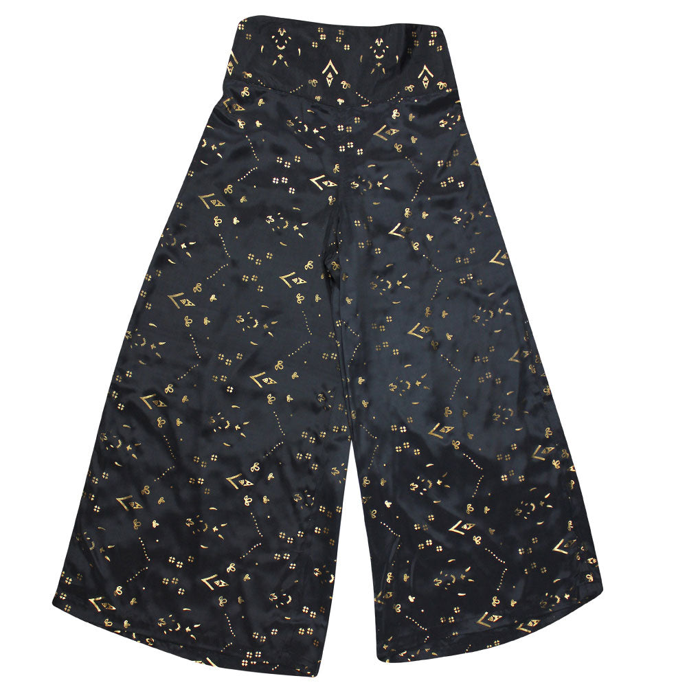 Ziggy, Black & Gold Small Geo Print Viscose Trousers
