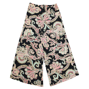 Black, Rose & Gold Baroque Floral Print Viscose Trousers