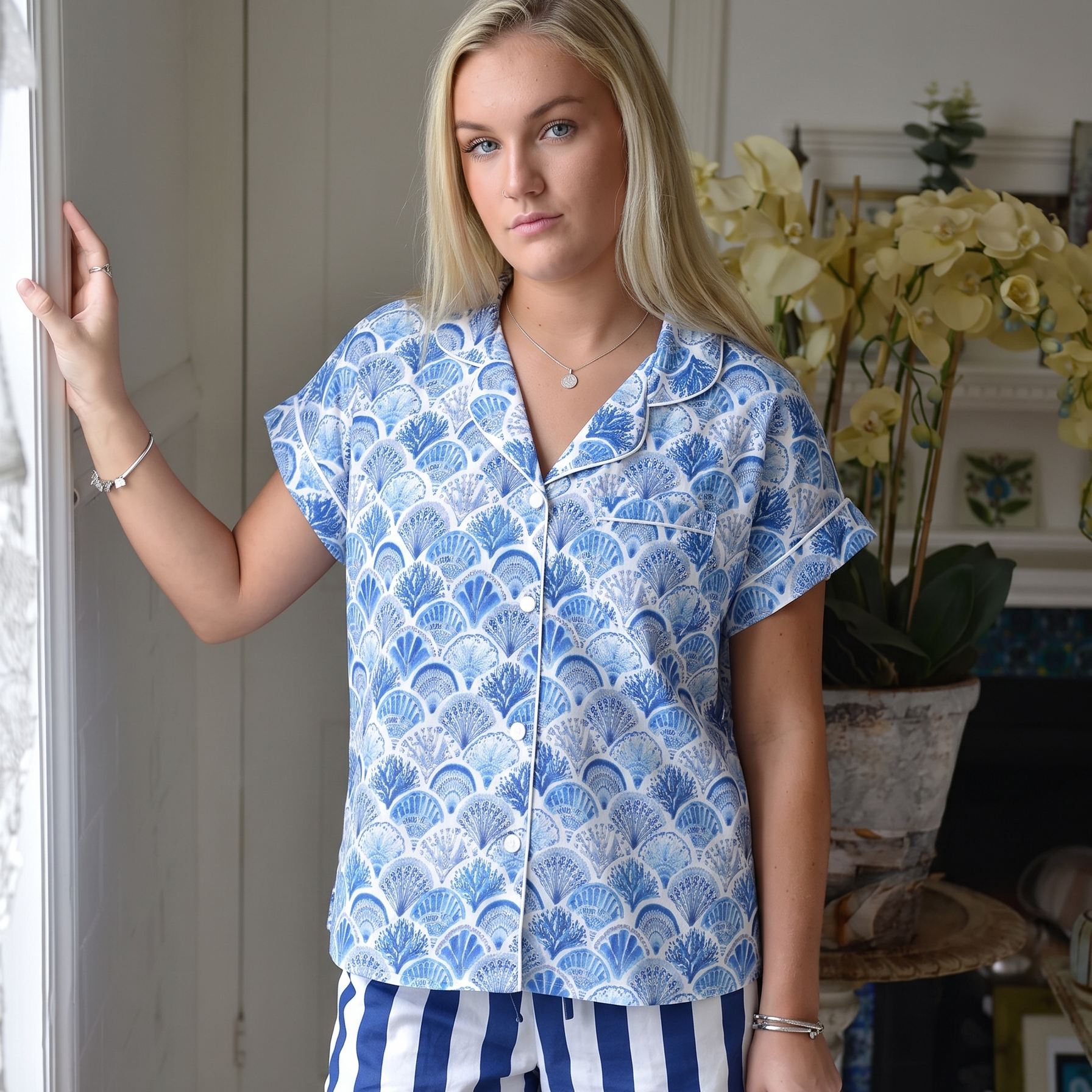 Stripe & Seashell Short Pyjama Set