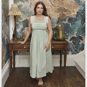 Lorna, Green Sleeveless Cotton Nightdress With Side Ties