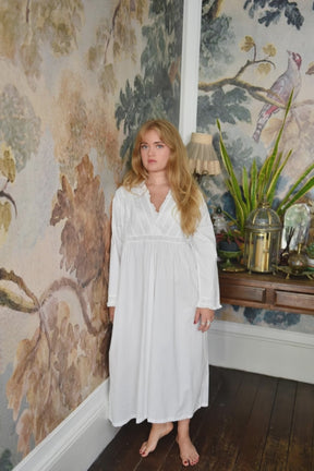 Tabitha, Long Sleeve Cotton Embroidered Nightdress