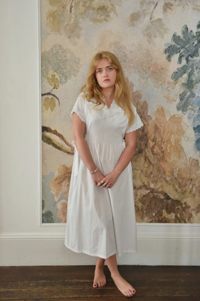 Ada, Short Sleeve Sweetheart Neck With Side Ties & Pin Tucking Cotton Nightdress