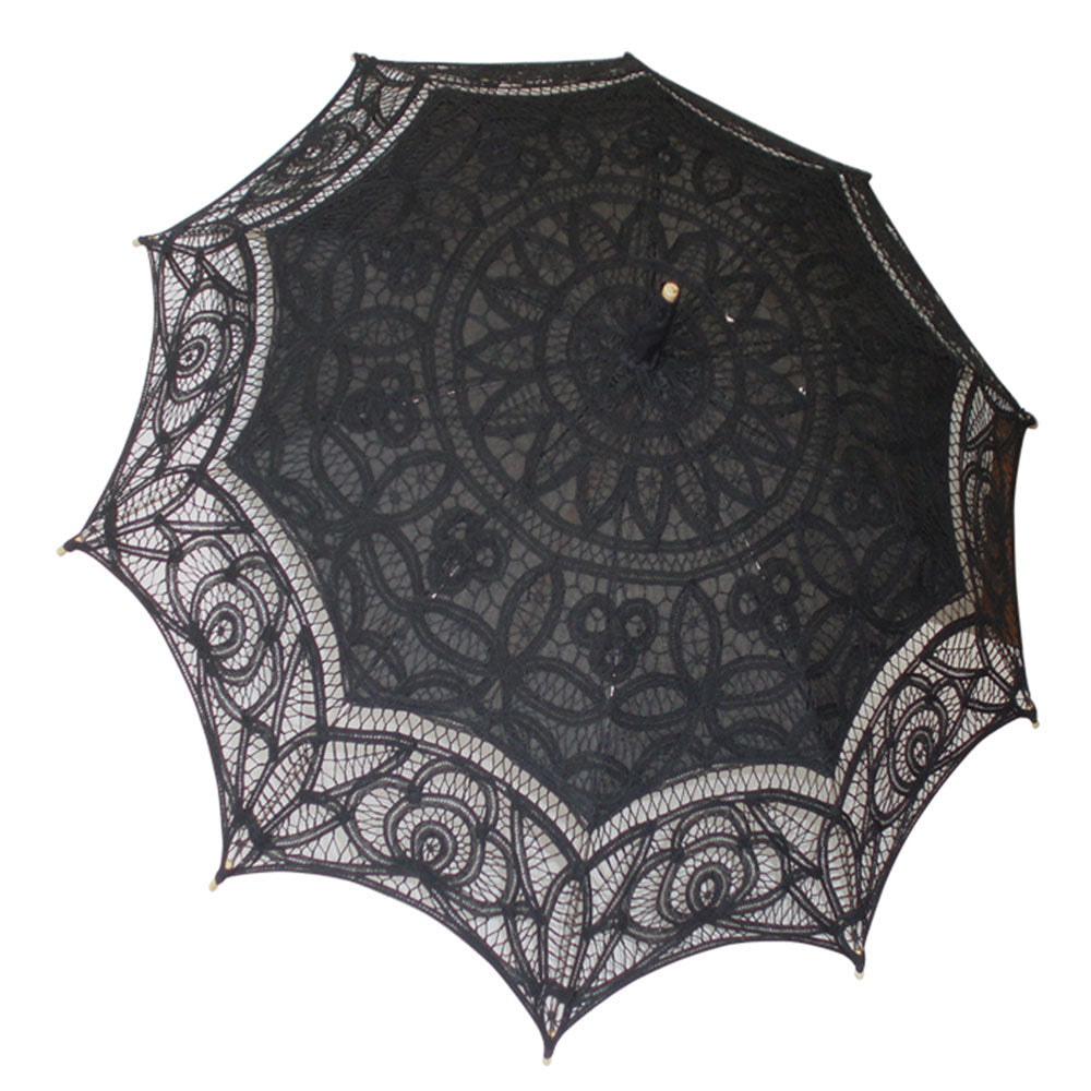 Black Lace Battenburg Parasol - Adult Size