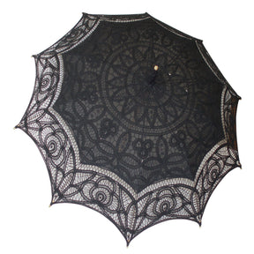 Black Lace Battenburg Parasol - Adult Size