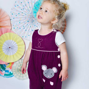 Mouse Applique Cord Dungarees