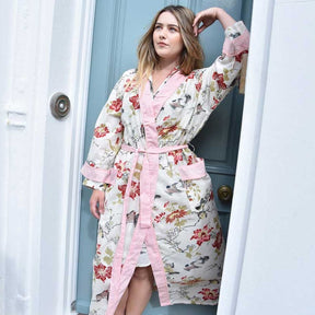 Red & Pink Rose Floral Dressing Gown