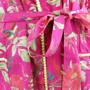 Hot Pink Bird Print Dressing Gown