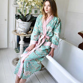 Mint Blossom Print Dressing Gown