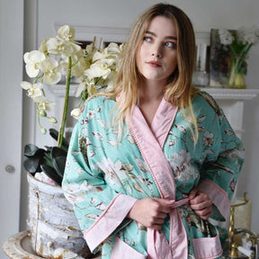 Mint Blossom Print Dressing Gown