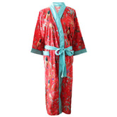 Red Exotic Bird Print Dressing Gown