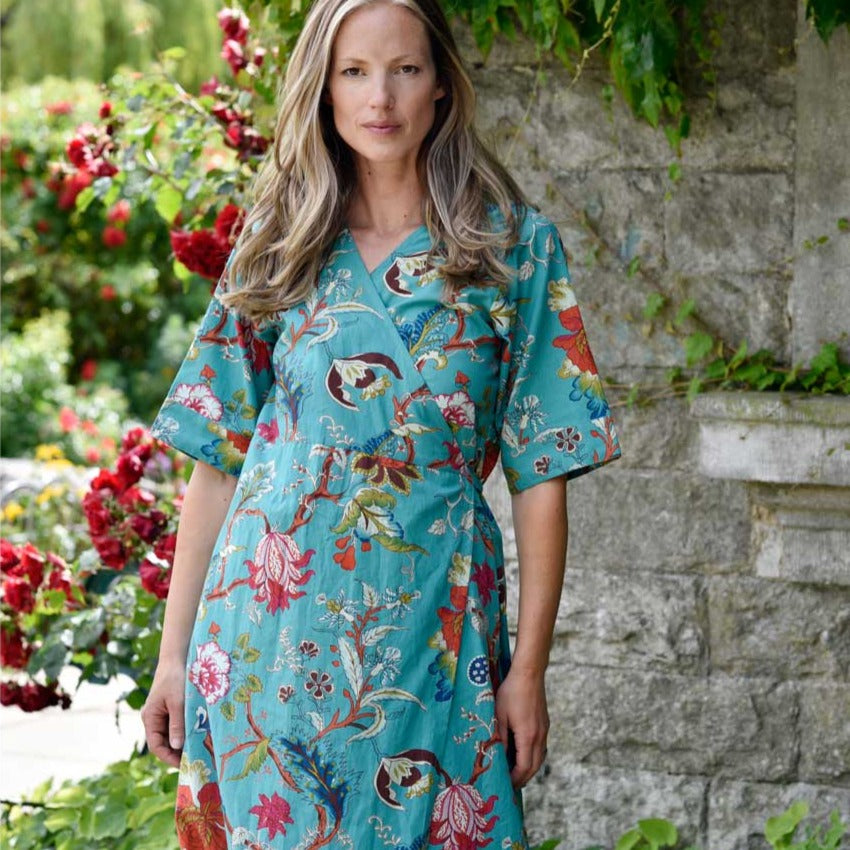 100% Cotton Jersey Knit Long Sleeve Gown Cardinal Floral L