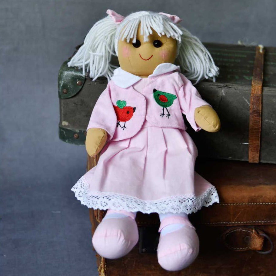 Rag Doll with Pink Embroidered Jacket & Dress